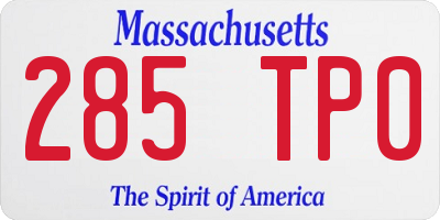 MA license plate 285TP0