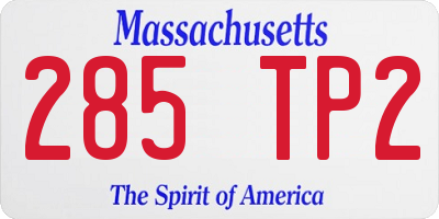 MA license plate 285TP2