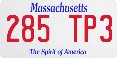 MA license plate 285TP3