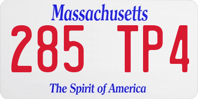 MA license plate 285TP4