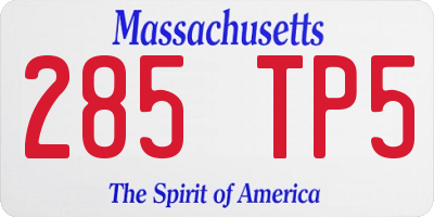 MA license plate 285TP5