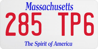 MA license plate 285TP6