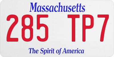 MA license plate 285TP7