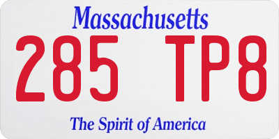 MA license plate 285TP8