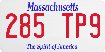 MA license plate 285TP9