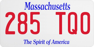 MA license plate 285TQ0