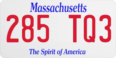 MA license plate 285TQ3