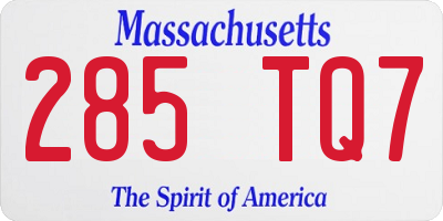MA license plate 285TQ7