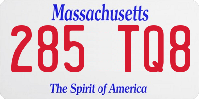 MA license plate 285TQ8