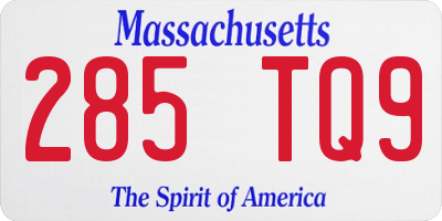 MA license plate 285TQ9