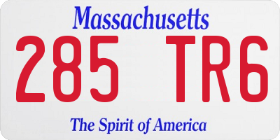MA license plate 285TR6