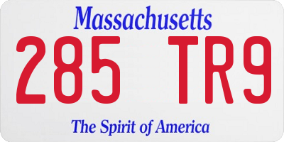 MA license plate 285TR9