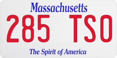 MA license plate 285TS0