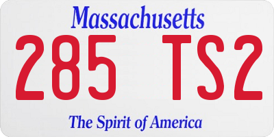 MA license plate 285TS2