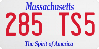 MA license plate 285TS5