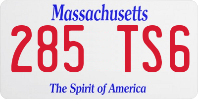 MA license plate 285TS6