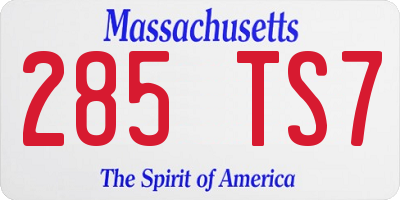 MA license plate 285TS7