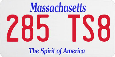 MA license plate 285TS8