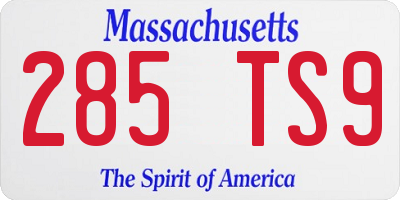 MA license plate 285TS9