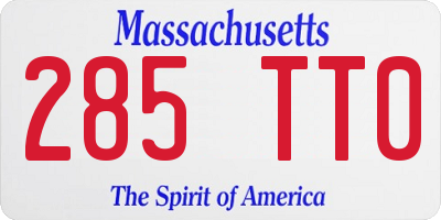 MA license plate 285TT0