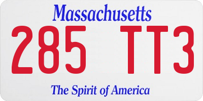 MA license plate 285TT3