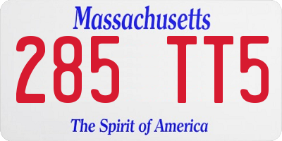 MA license plate 285TT5