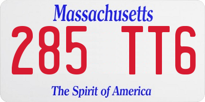 MA license plate 285TT6