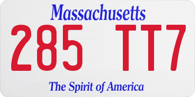 MA license plate 285TT7