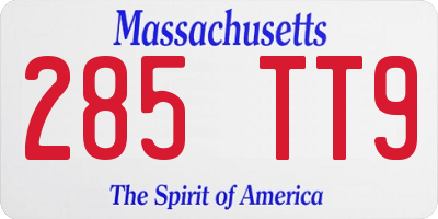 MA license plate 285TT9