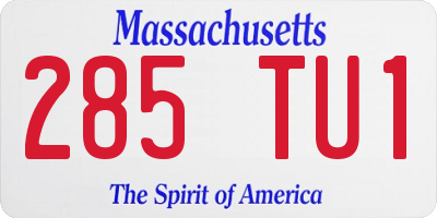 MA license plate 285TU1