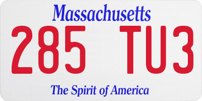 MA license plate 285TU3
