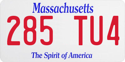 MA license plate 285TU4