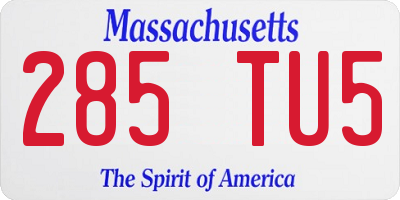 MA license plate 285TU5