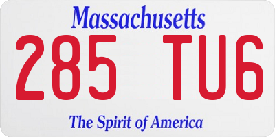 MA license plate 285TU6