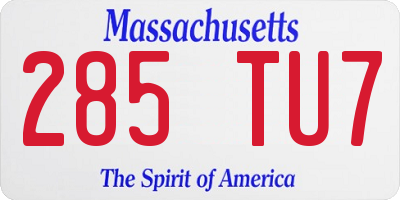 MA license plate 285TU7