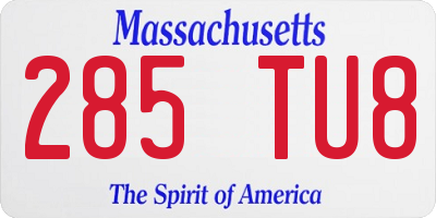 MA license plate 285TU8
