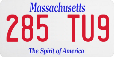 MA license plate 285TU9