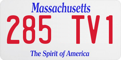 MA license plate 285TV1