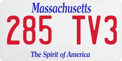 MA license plate 285TV3