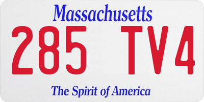MA license plate 285TV4