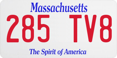 MA license plate 285TV8
