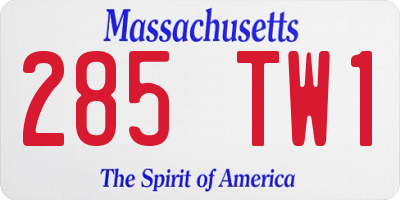 MA license plate 285TW1