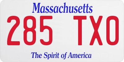 MA license plate 285TX0