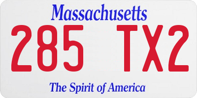 MA license plate 285TX2