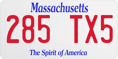 MA license plate 285TX5