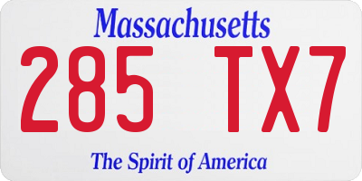 MA license plate 285TX7