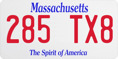 MA license plate 285TX8