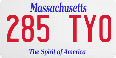 MA license plate 285TY0