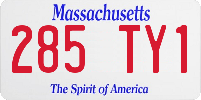 MA license plate 285TY1