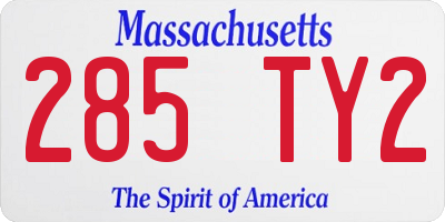 MA license plate 285TY2